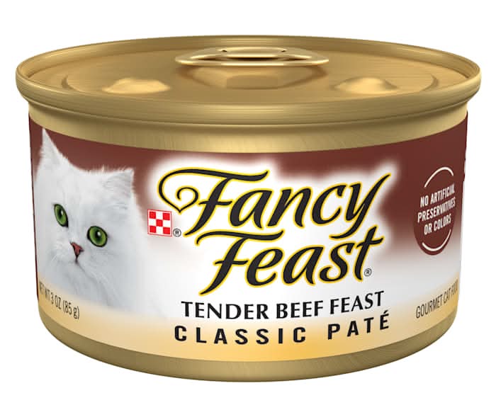 Fancy Feast Grain Free Tender Beef Feast Classic Pate Wet Cat Food, 3 oz.