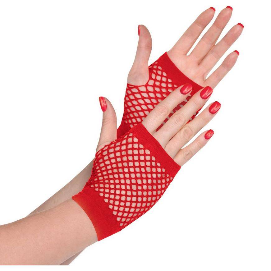 Party City Fishnet Glovelettes (red)