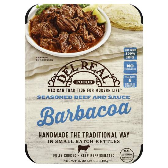 Del Real Foods Seasoned Beef and Sauce Barbacoa (15 oz)