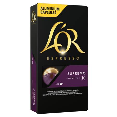 Café capsules Compatibles Nespresso supremo intensité 10 L'OR ESPRESSO - la boite de 10 capsules