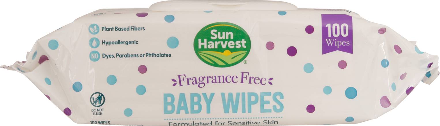 Sun Harvest Fragrance Free Baby Wipes For Sensitive Skin (100 ct)