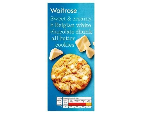 Waitrose 8 Belgian White Chocolate Chunk All Butter Cookies 200g