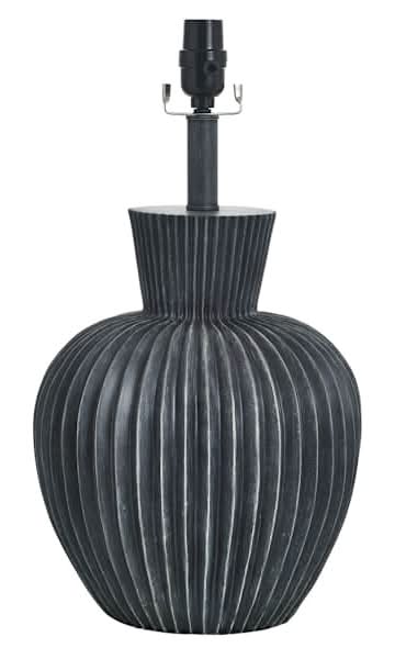 Black Resin Fluted Table Lamp Base, 19"