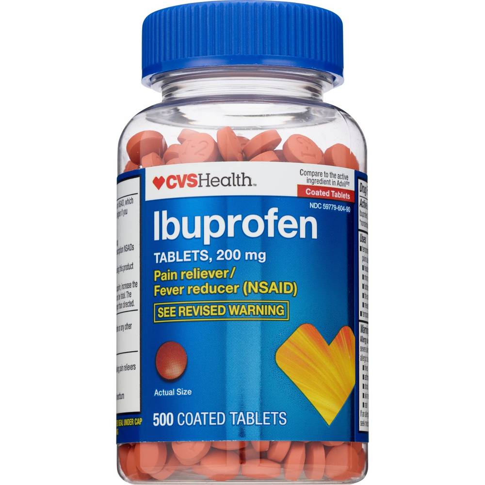 Cvs Health Ibuprofen Pain Reliever & Fever Reducer (Nsaid) 200 Mg Coated Tablets, 500 Ct