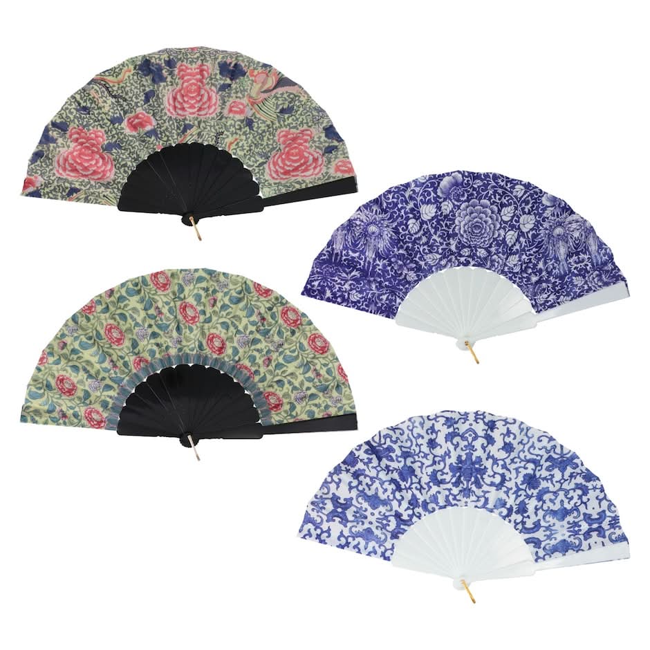 Porcelain-Print Foldable Handheld Fan, 1 ct.