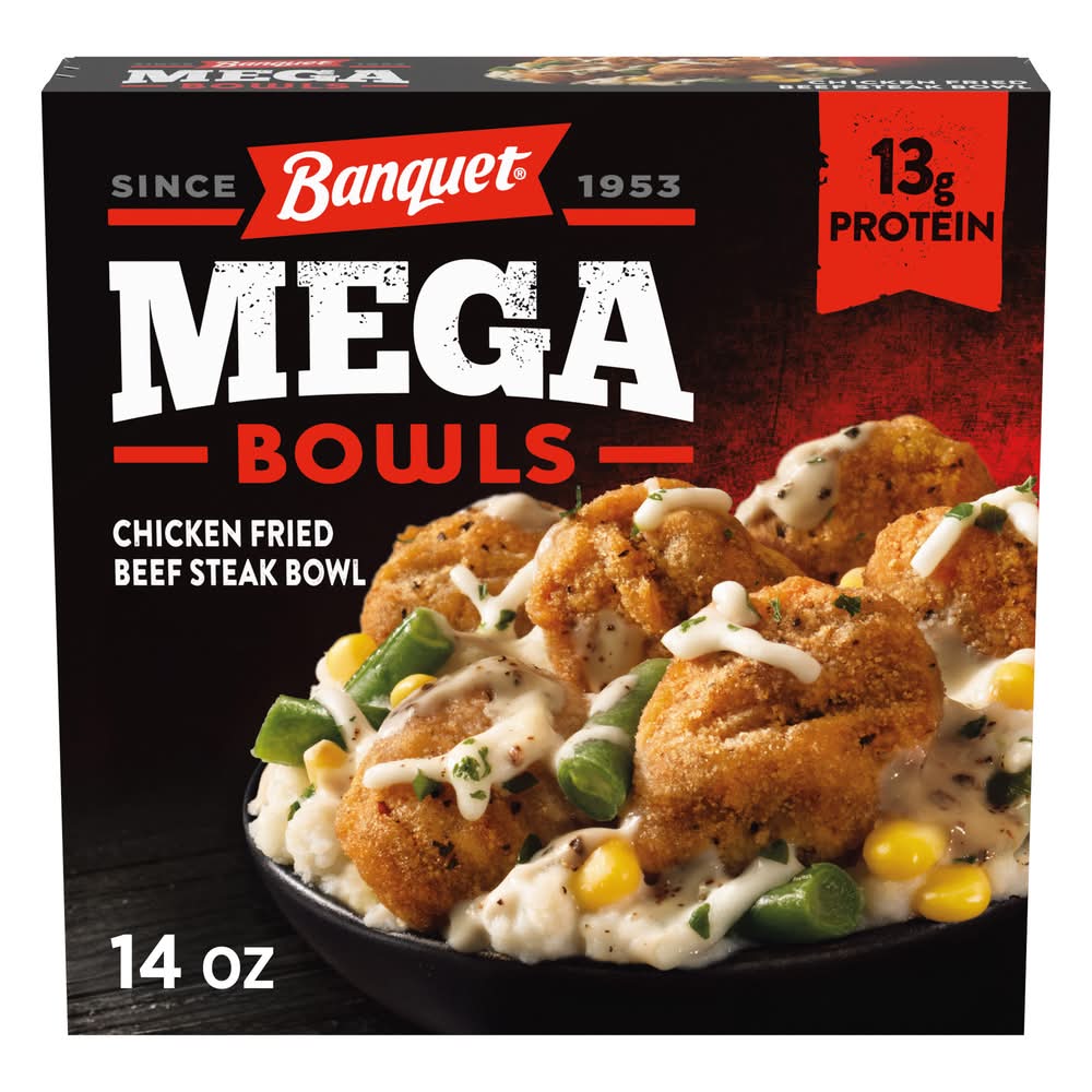 Banquet Mega Bowls Chicken Fried Beef Steak Frozen Dinner (14 oz)