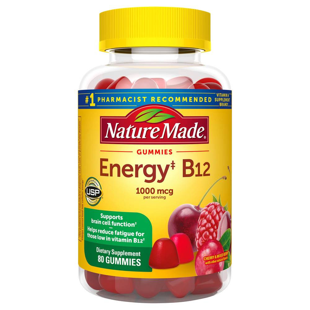 Nature Made Energy B12 Gummies With Cherry and Mixed Berry Flavours 1000 Mcg (8.64 oz)