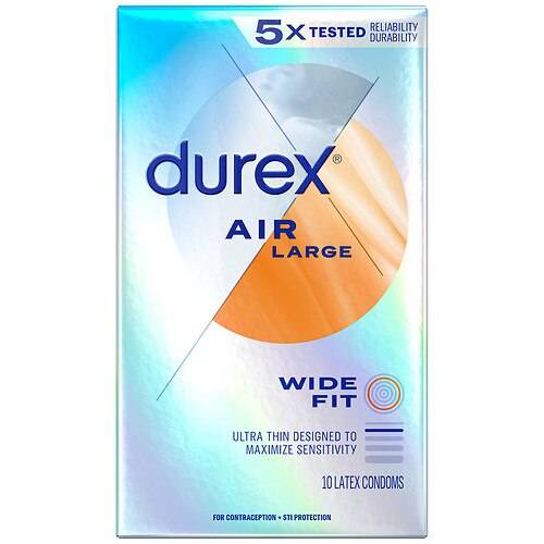 Durex Air Extra Thin, Transparent Natural Rubber Latex Condoms, Wide Fit - 10.0 ea