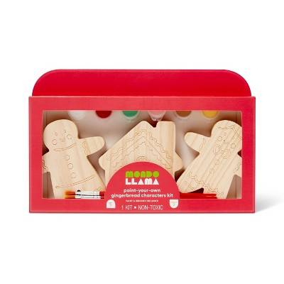 Mondo Llama Christmas Craft Paint Your Own Wood Gingerbread Characters Kit