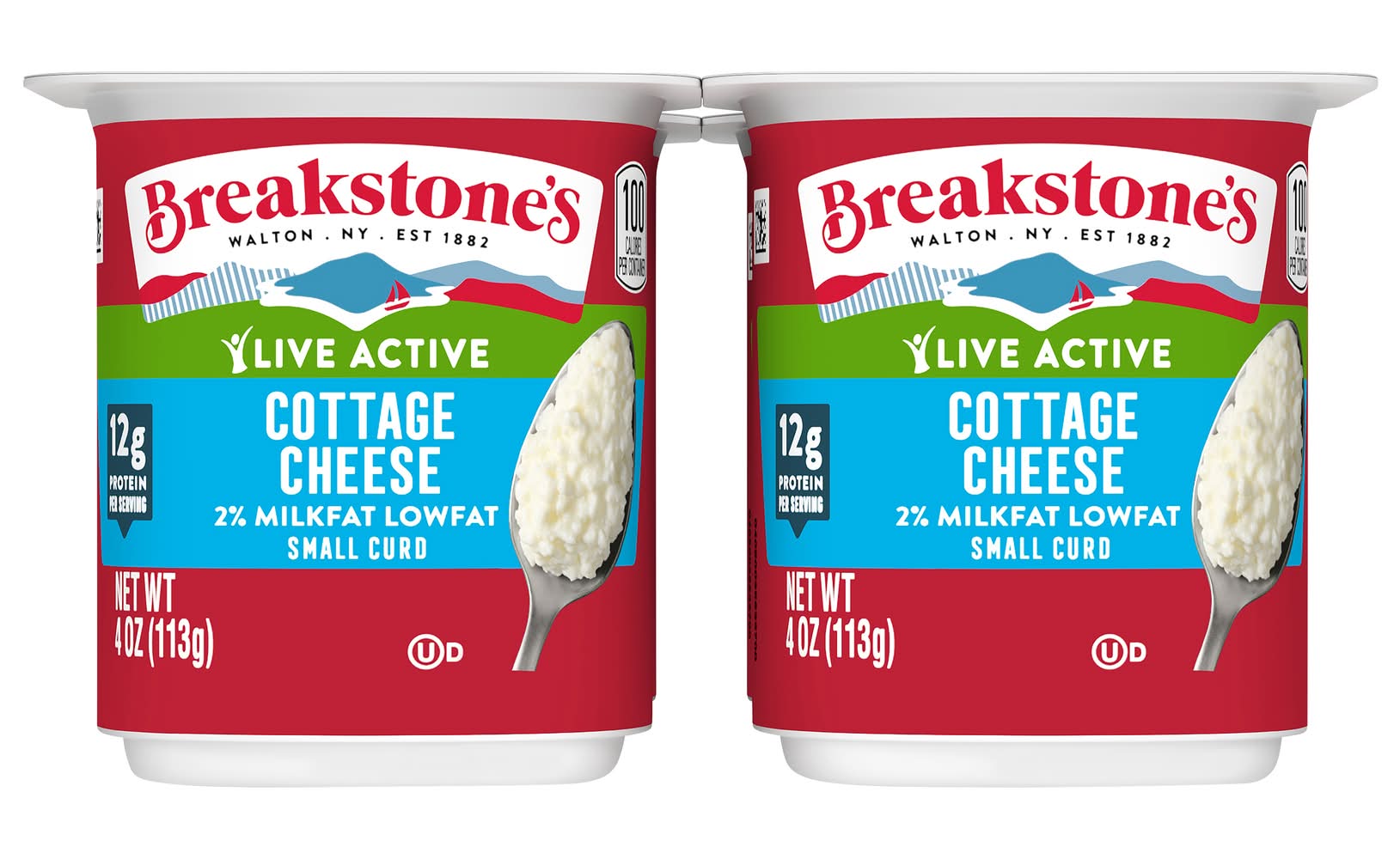 Breakstone's 2% Milkfat Lowfat Small Curd Cottage Cheese (16 oz, 4 ct)