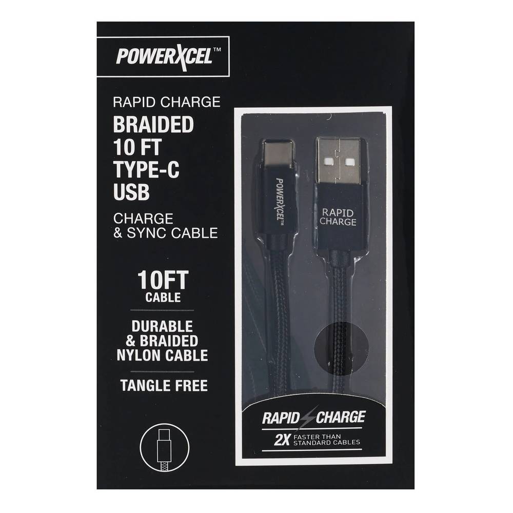 PowerXcel Type C to Lightning  Charge and Sync Cable with Kevlar Shielding, Black