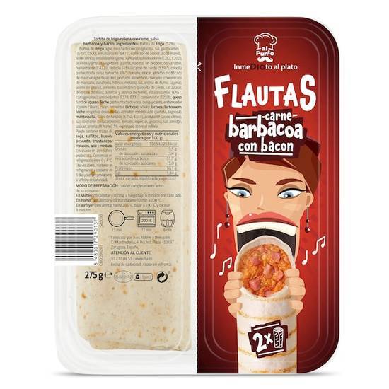 Flautas de Carne y Salsa Barbacoa con Bacon al Punto Bandeja (275 g)