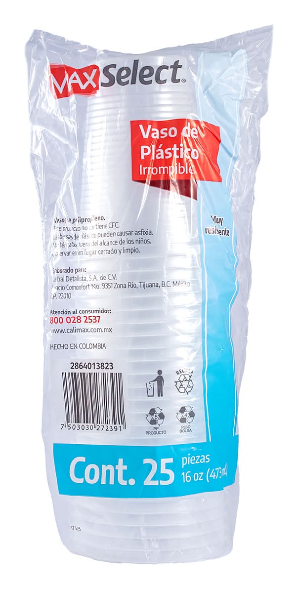 Vaso De Plastico  16 Oz  Max Select  25.0 - Pza