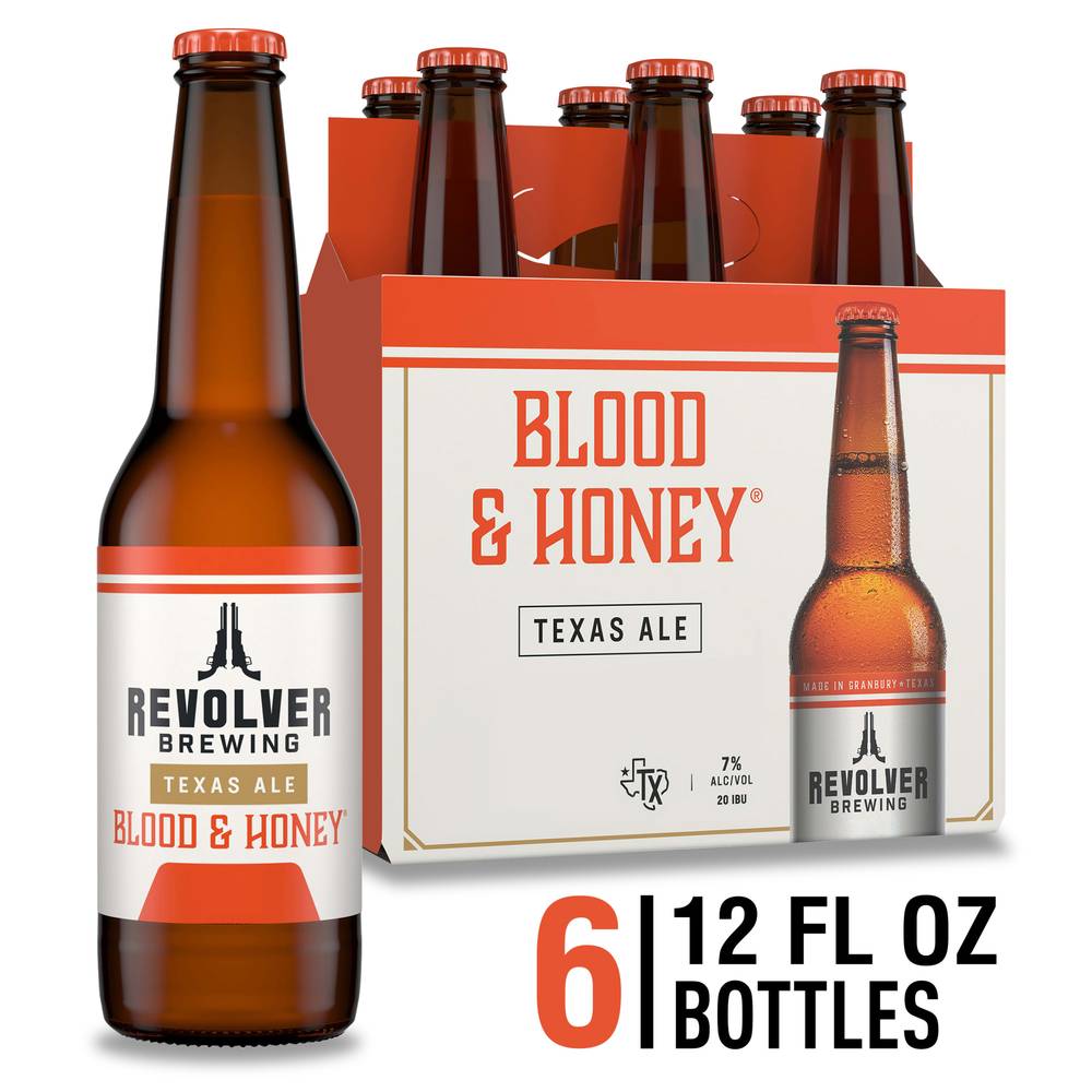 Revolver Brewing Blood & Honey Texas Ale Beer (6 pack, 12 fl oz)