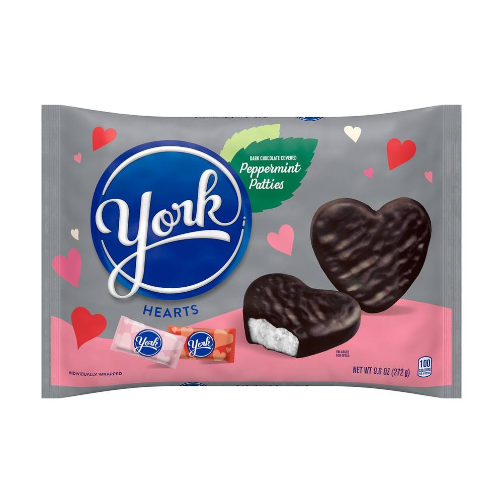 York Dark Chocolate Covered Peppermint Patties Hearts, Valentine'S Day Candy, 9.6 Oz