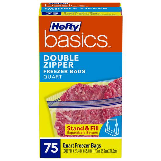 Hefty Basics Quart Double Zipper Freezer Bags (17.7 cm x 5.7 cm x 16.8 cm)