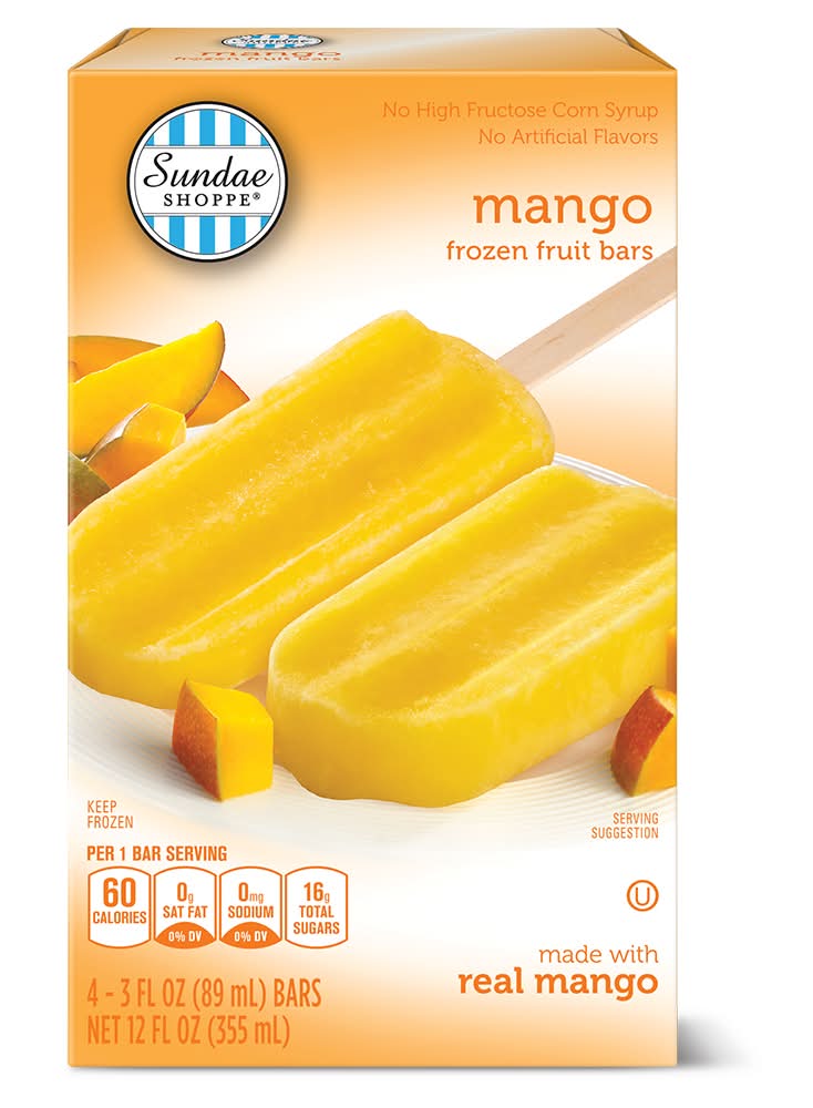 Sundae Shoppe Frozen Fruit Bars, Mango (4 x 3 fl oz)