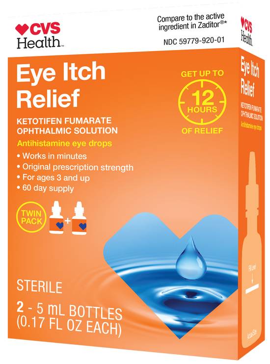 CVS Health Eye Itch Relief Antihistamine Eye Drops, 2 Pack