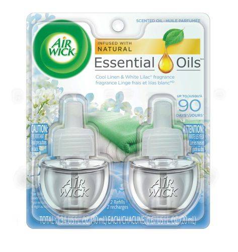 Air wick recharges d'huile parfumée, lin frais et lilas blanc (20 ml) - scented oil refills cool linen & white lilac (42 ml)