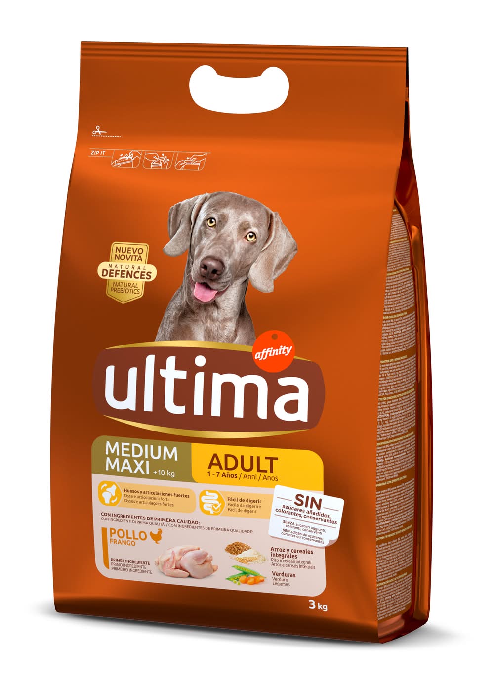 Comida para perro adulto de pollo · Ultima - Raza Mediana (3 kg)