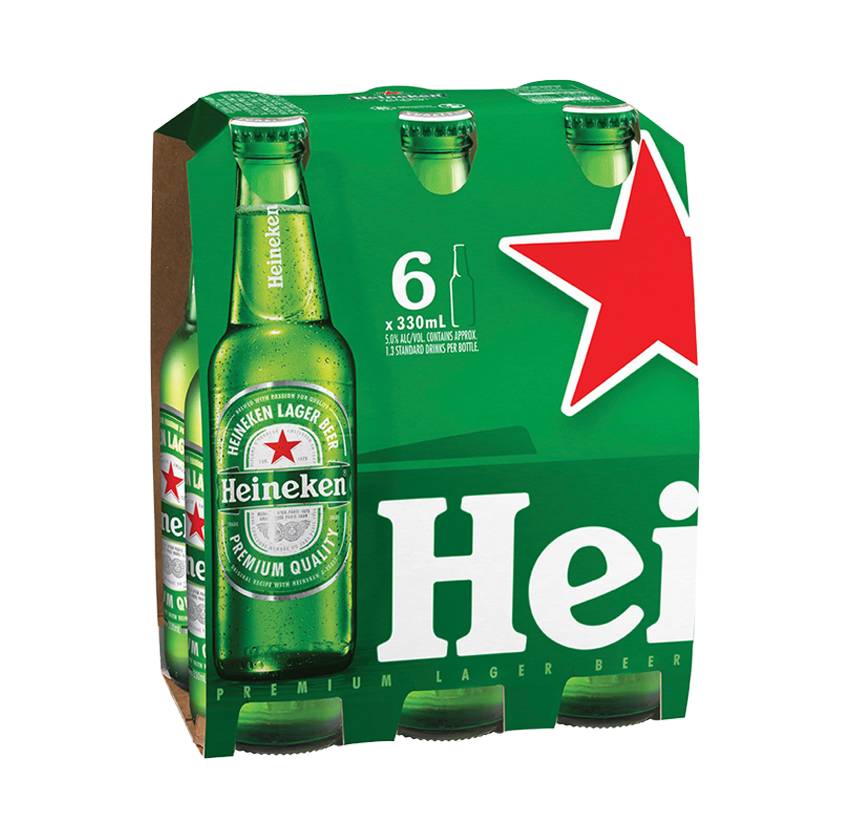 Heineken Lager Beer (6 pack, 330 mL)