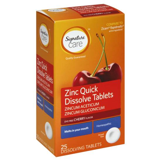 Signature Care Zinc Quick Dissolve Tablets Cherry Flavor