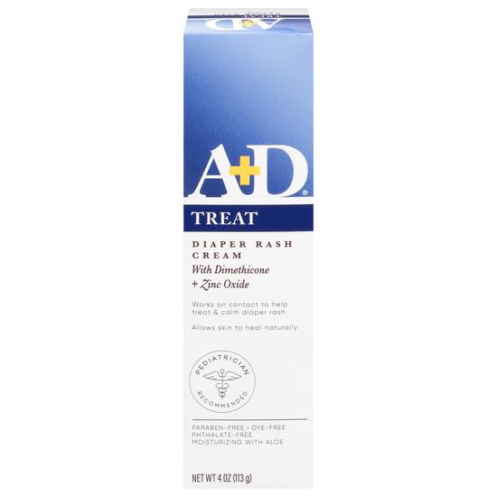 A+D Dimethicone + Zinc Oxide Treat Diaper Rash Cream