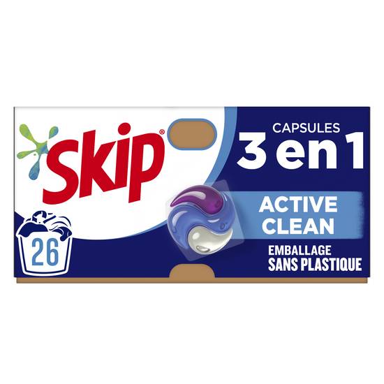 Skip - Lessive capsule active clean 3 en 1 (26 pièces) en