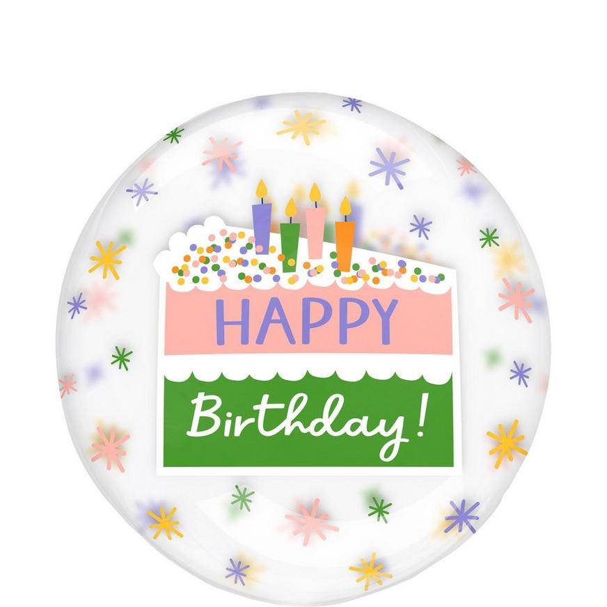 Uninflated Happy Birthday Cake Slice Plastic Balloon, 18in - Clearzae