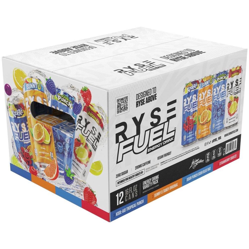 RYSE Fuel Energy Drink Variety pack, Assorted (192 fl oz, 12 ct)