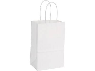 Bags & Bows 8.25 x 5.25 x 3.5 Kraft Paper Shopping Bags, White, 25/Pack (MINI-WHT)
