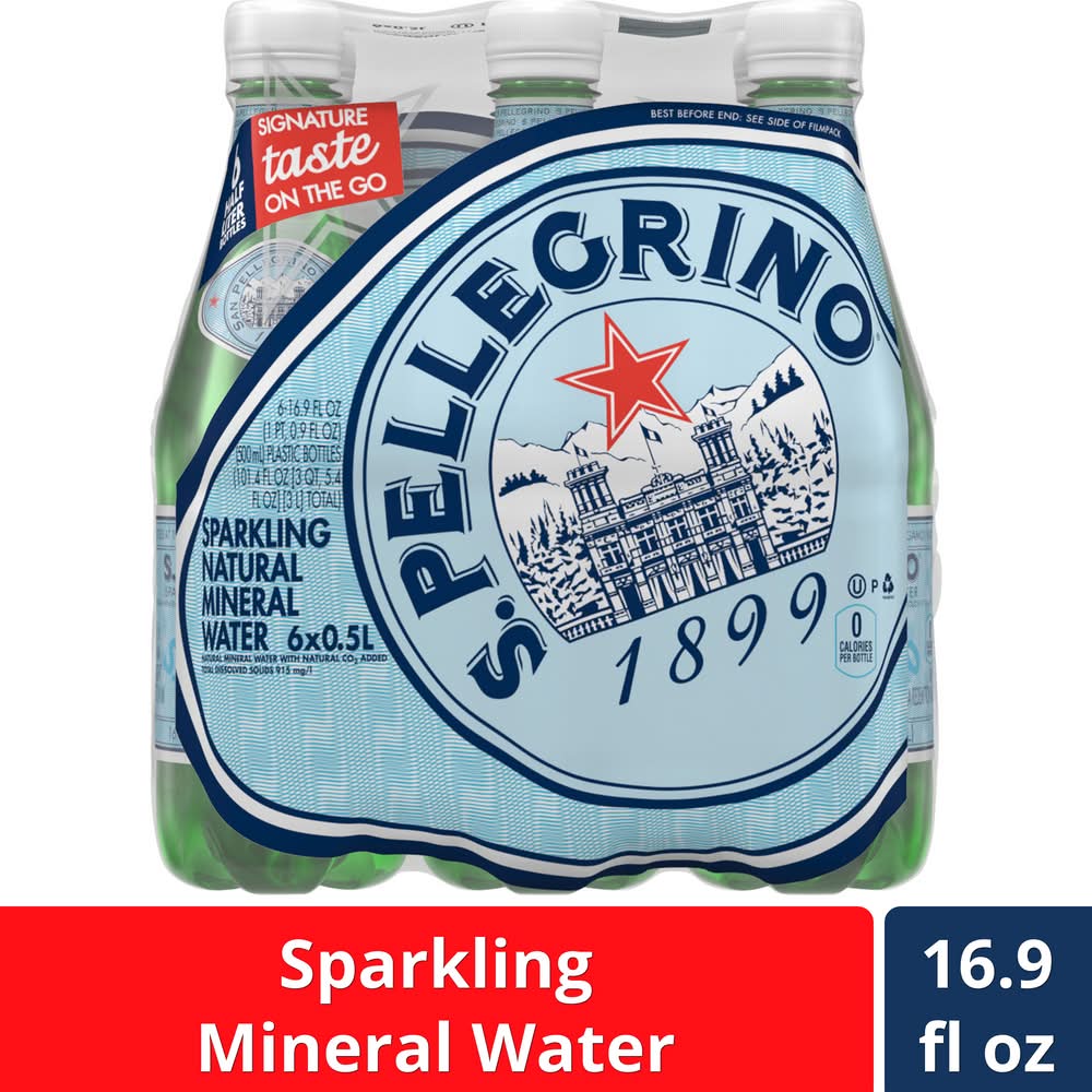 San Pellegrino Sparkling Natural Mineral Water (6 x 16.9 fl oz)
