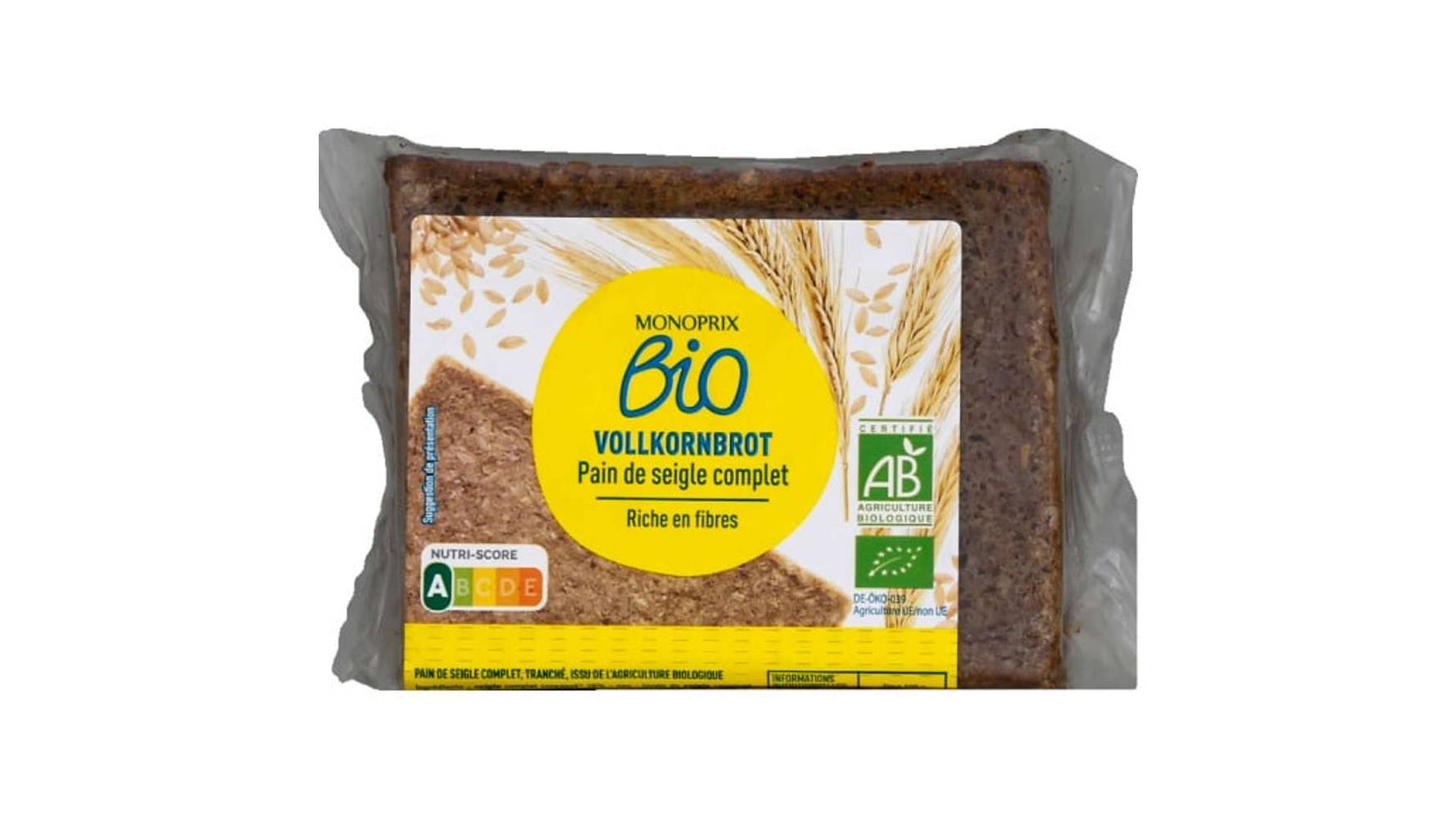 Monoprix Bio Pain de seigle complet bio Vollkornbrot Le pain de 500 g