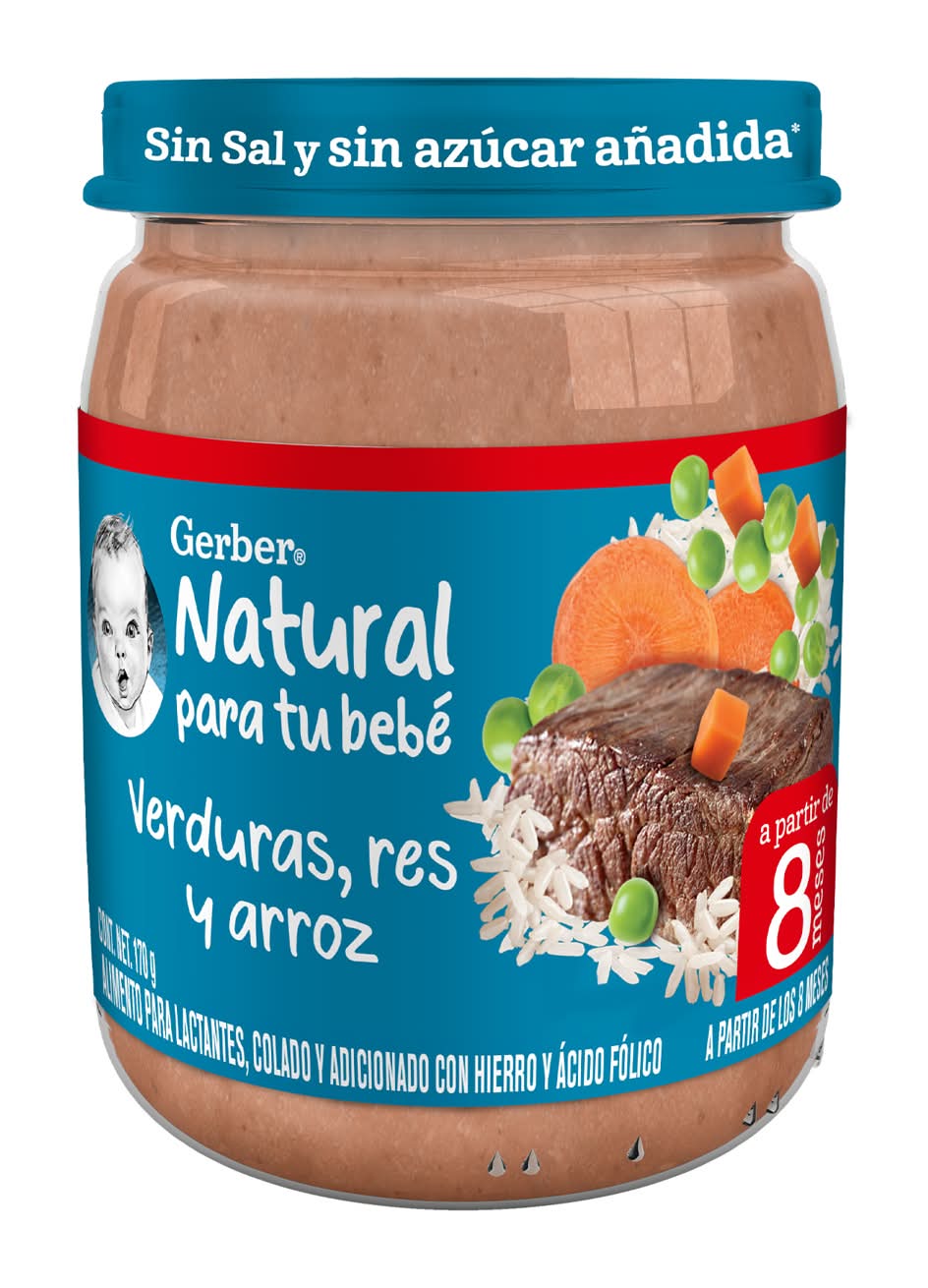 Gerber · Papilla de verduras con res y arroz, Etapa 3 (170 g)