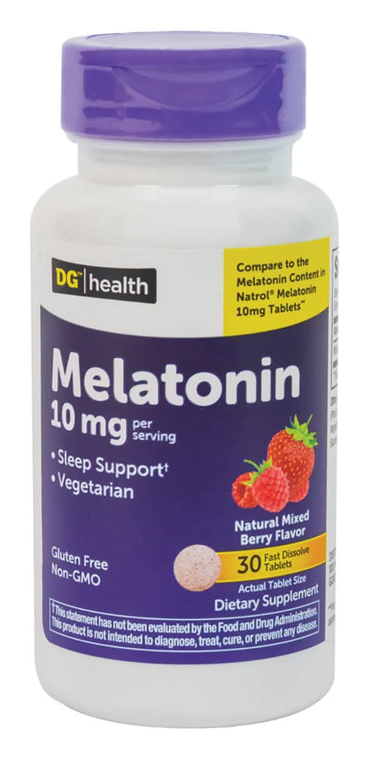 DG Health Melatonin Tablets 10 mg, Berry (30 ct)