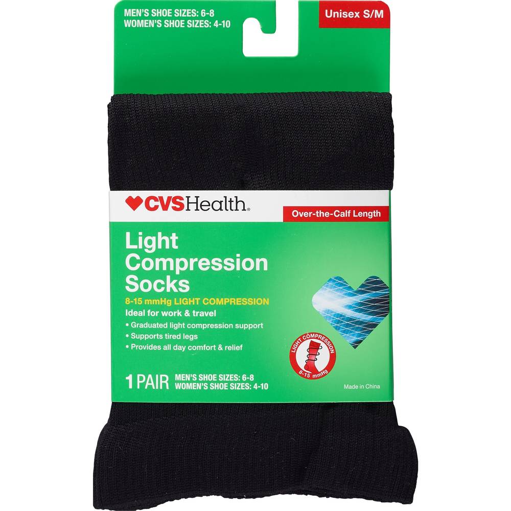 CVS Health Light Compression Socks, S/M, Black