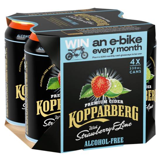 Kopparberg Alcohol-Free Premium Cider With Strawberry & Lime 4 X 330ml