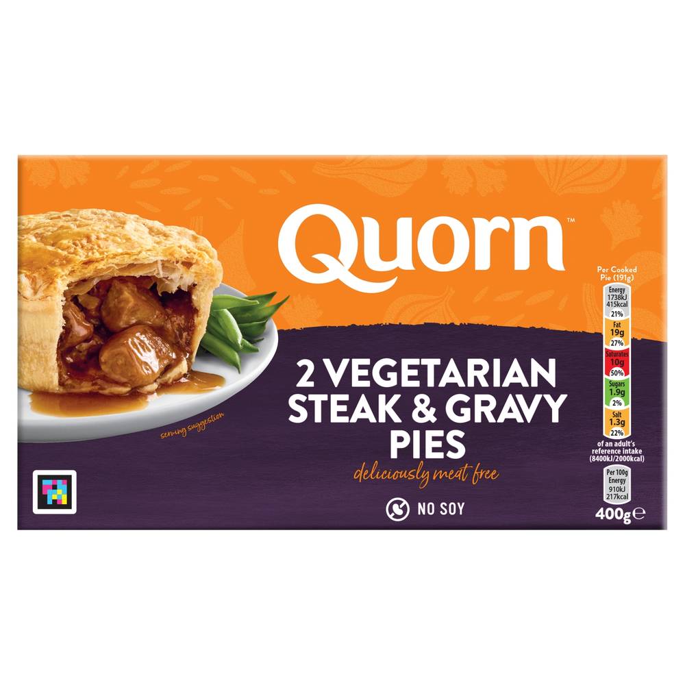 Quorn Beef, Vegetarian Steak & Gravy Pies (2 pack)