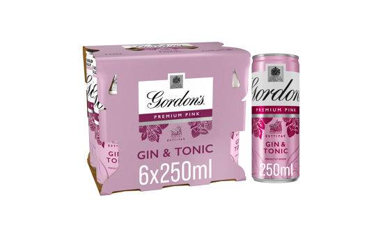 Gordon's Premium Pink Gin & Tonic Ready To Drink 5% vol 6x250ml Cans