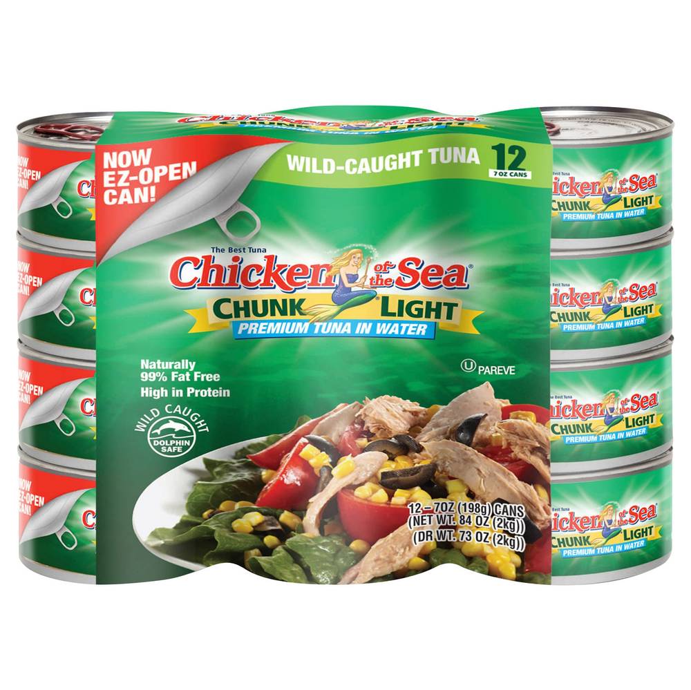 Chicken of the Sea, Chunk Light Premium Tuna in Water, 7 oz, 12-Count