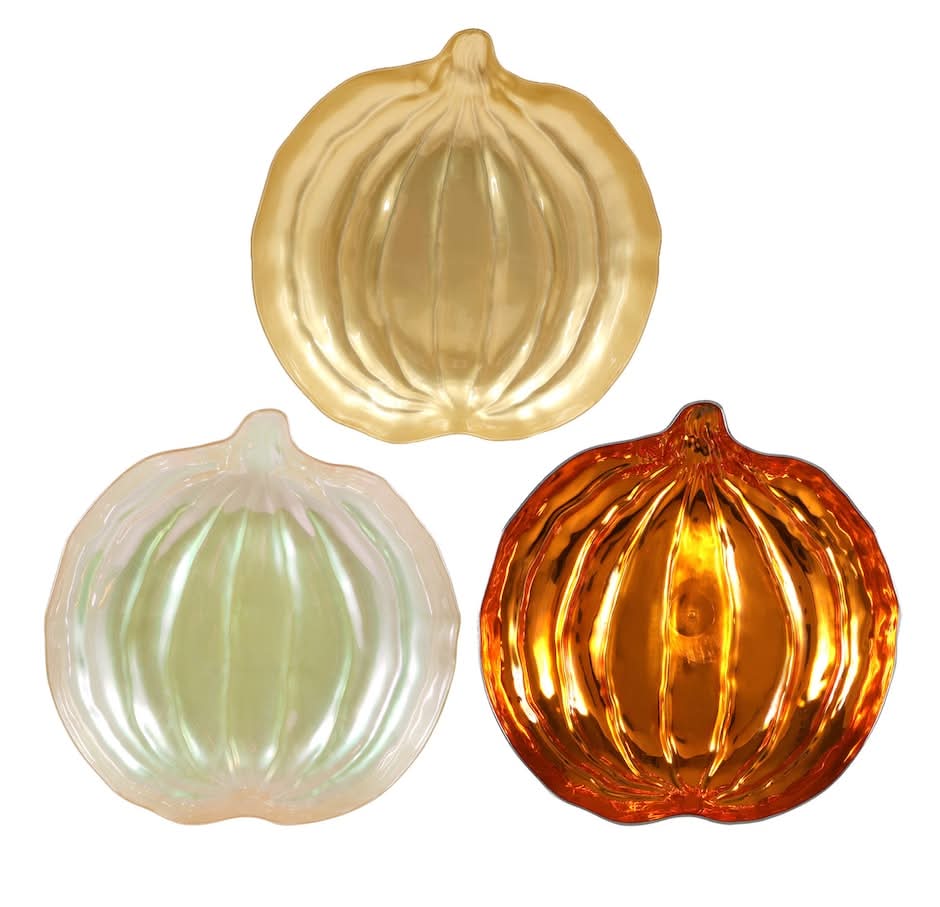 Metallic Pumpkin Shaped Trays, 8.875x8.75x1.375 in.