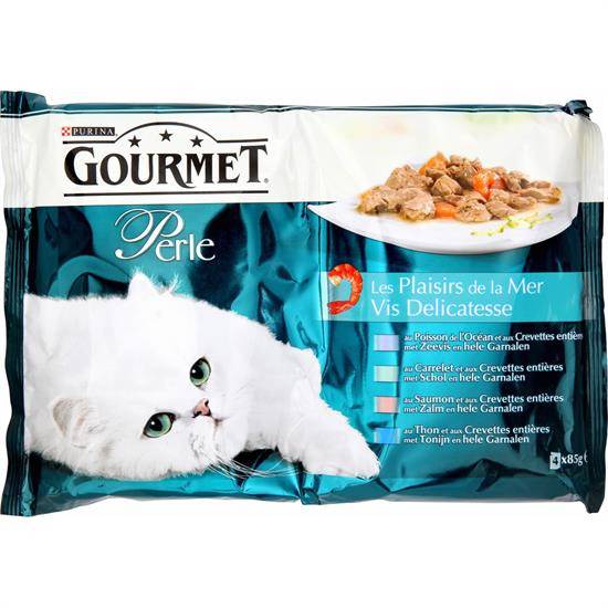 Pâtée pour chat Perle Plaisirs de la Mer PURINA GOURMET - les 4 sachets de 85 g