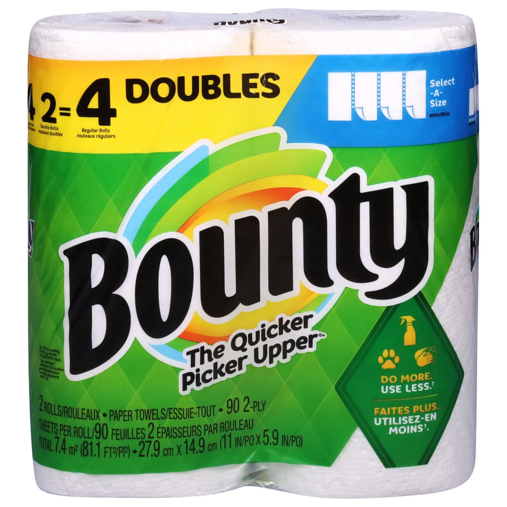 Bounty Double Roll 2-ply Paper Towels, 11 in x 5.9 in, White (7 lbs)