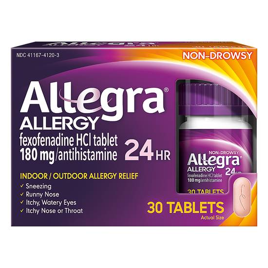 Allegra Allergy Relief Non-Drowsy Indoor/Outdoor 180 mg Tablets (30 ct)