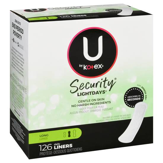 U By Kotex Long Security Lightdays Daily Liners (126 ct)