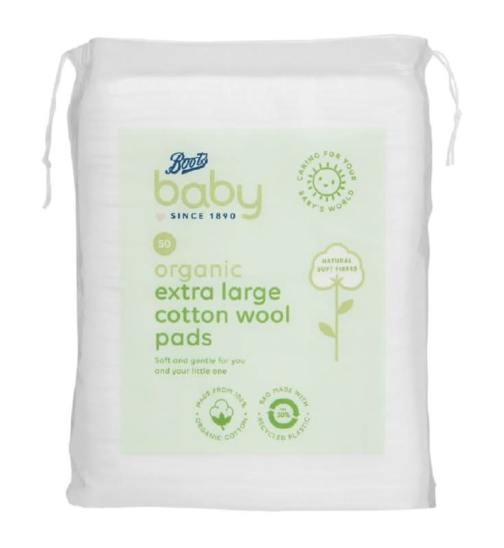 Boots Baby Organic Extra Large Cotton Wool Pads 50pk