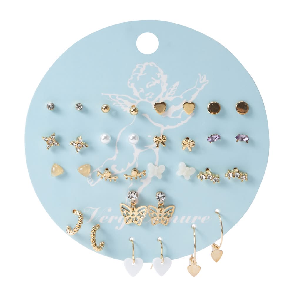 Earrings 16-Pack White Hearts