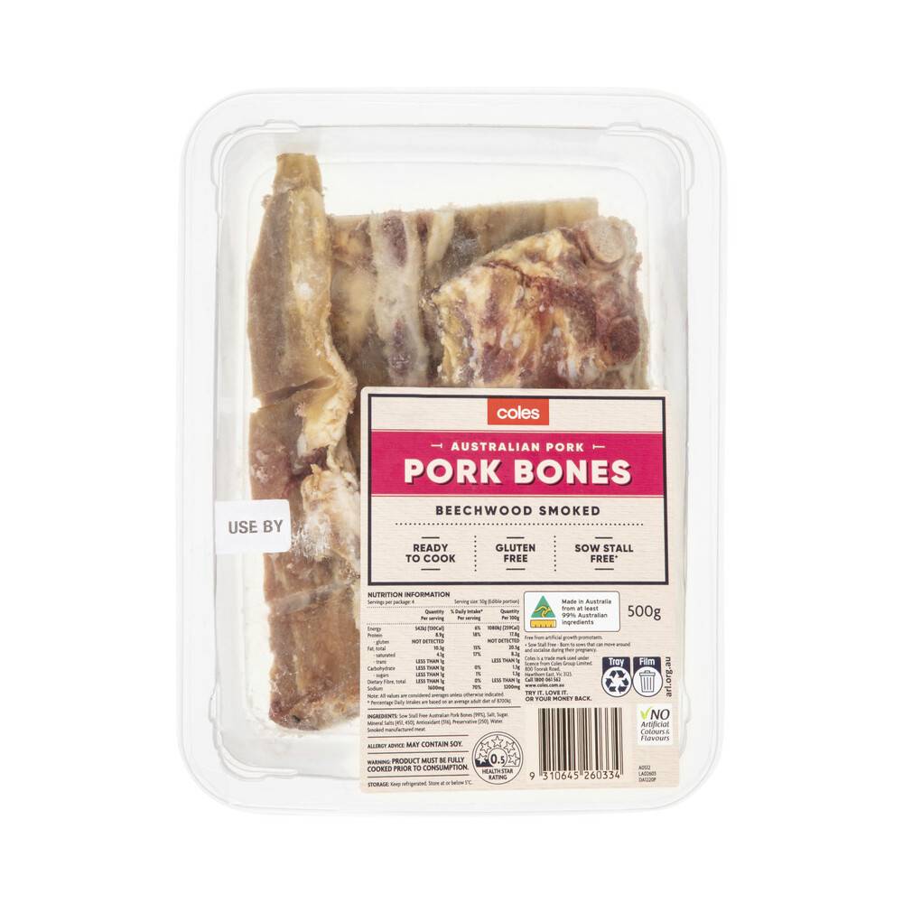 Coles Pork Bones, Beechwood Smoked (500g)