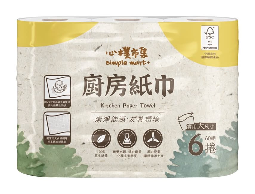簡單工房 廚房紙巾 - 60張/捲 (6 入)