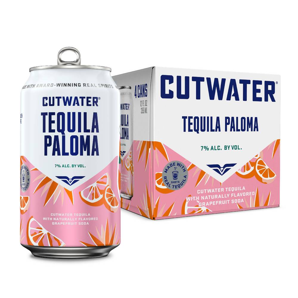 Cutwater Spirits Grapefruit Tequila Paloma Liquor (4 pack, 12 fl oz)